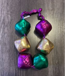 Mardi Gras Metallic Puffy Bead Necklace