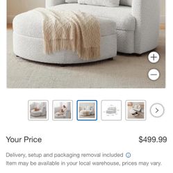 Modern Contemporary Accent Chair with Storage Ottoman – Brand New