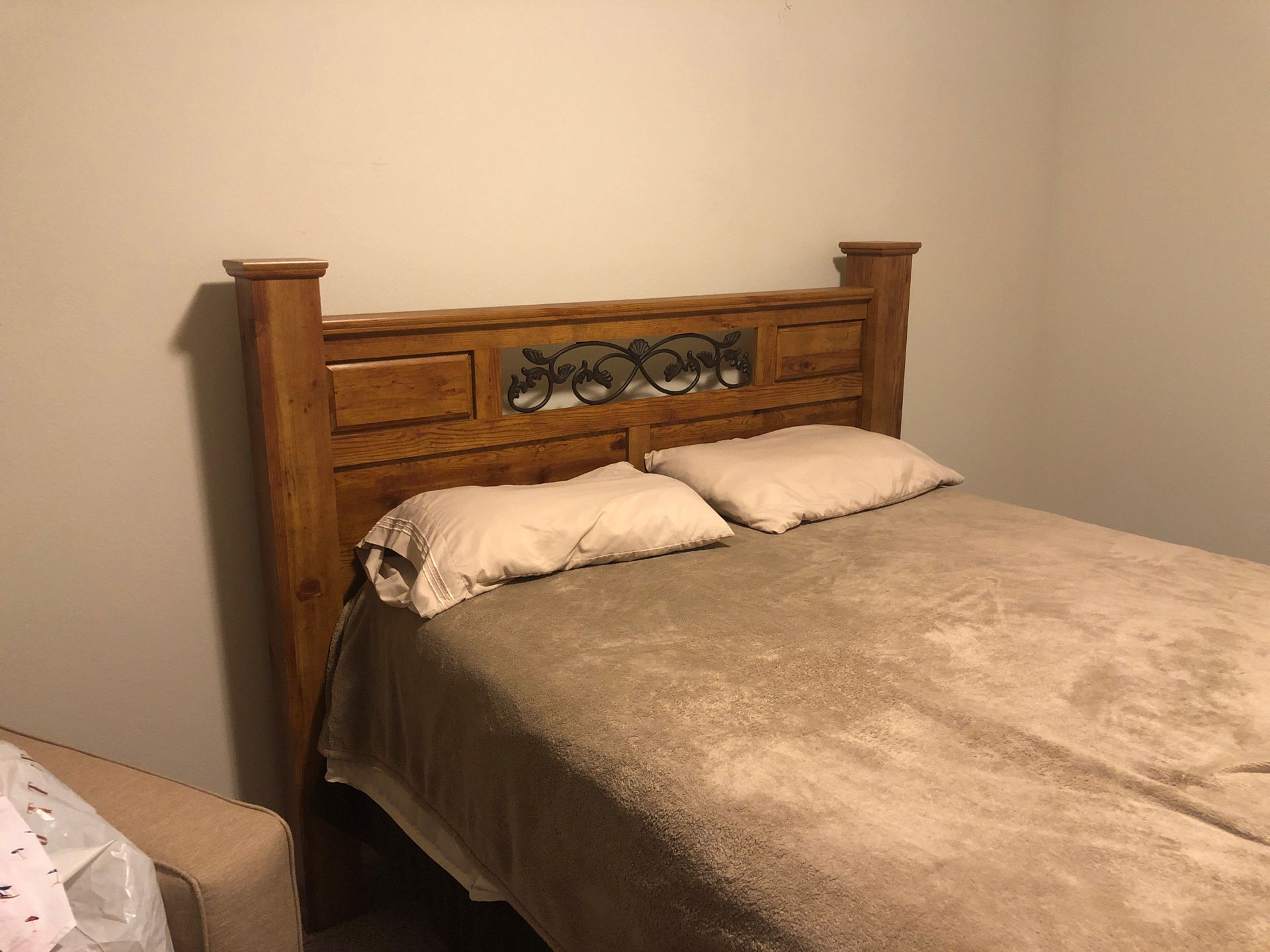 Queen sized bedroom furniture (mattress and box spring not included).