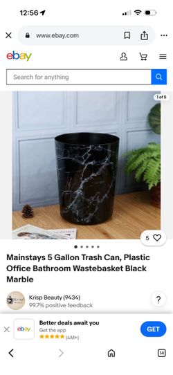 Mainstays 5 Gallon Black Marble Trash Can