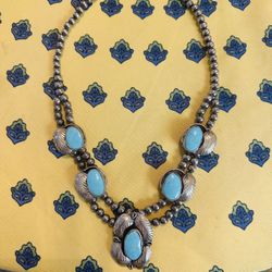 Sterling Silver Handcrafted Turquoise Necklace 