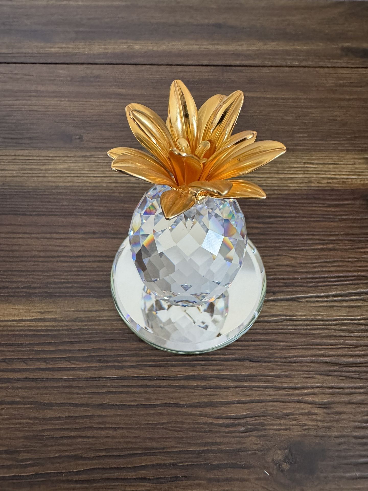 SWAROVSKI Crystal Figurine PINEAPPLE w/Mirror Tray - Excellent Condition!