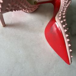 Pink Spiked Red Bottom Pumps 7.5