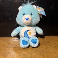 Care Bears • Bedtime Sleepy Bear Blue Moon Star 2002 Stuffed Plush W/ Tags VTG