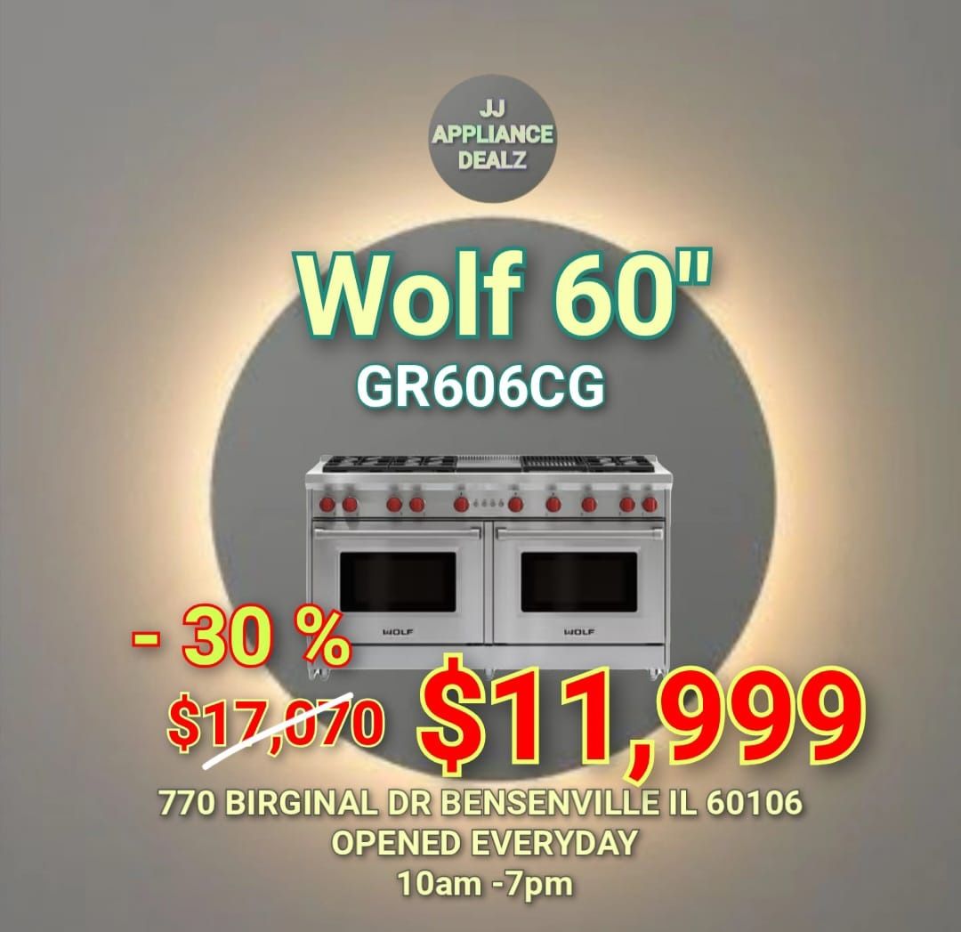 🔥New Wolf - 60" Gas Range - 6 Burners, Infrared Charbroiler and Infrared Griddle GR606CG