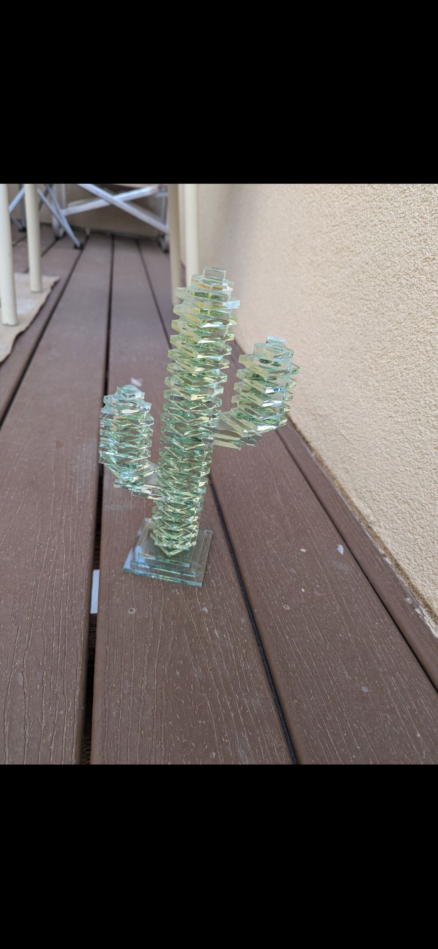Art Deco Stacked Glass Saguaro Cactus Sculpture