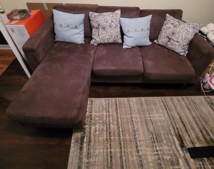 Brown Futon With Reversible Chaise