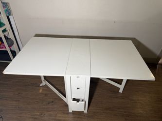 Ikea Gateleg table, white, 10 1/4/35/59 7/8x31 1/2 "