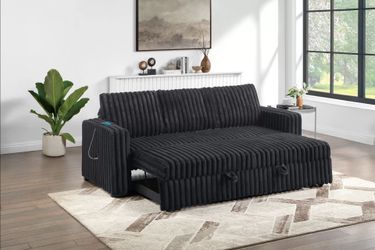 Brand New Black Corduroy Adjustable Sofa Sleeper
