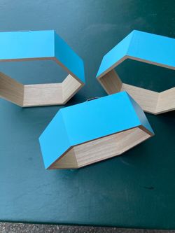 Hexagonal Wood Wall Shelves Set of 3