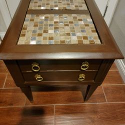 Vintage MCM Furniture Italian Mosaic Tile Sofa End Table 