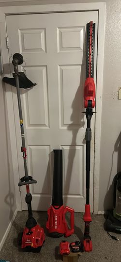 Craftsman Gas Weedeater, Battery Trimmer, And Blower Comes With One Battery And Charger