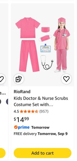 Kids Doctor / Nurse scrubs Halloween costume - Size 3T-4T
