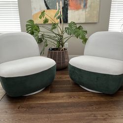 Modern Green and White 360° Swivel Chairs