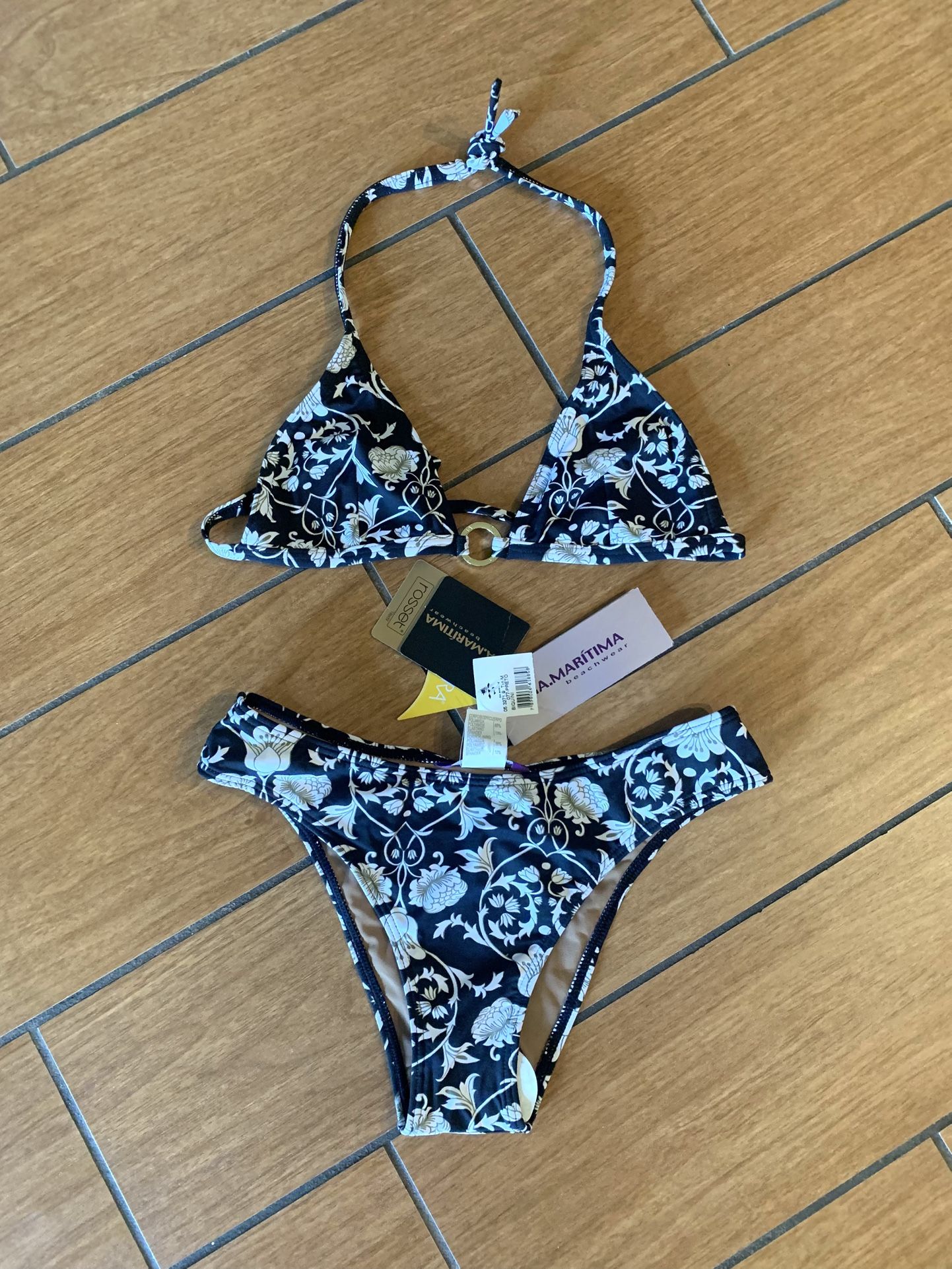 Cia Maritima Black Floral Cheeky Bikini From Brazil