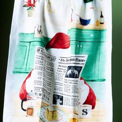 Anthropologie Breakfast with Santa Dishtowel, 28" x 21"