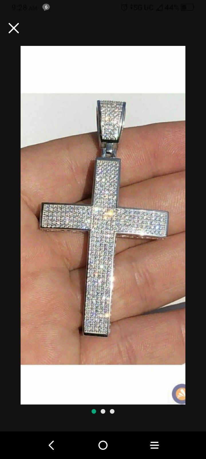 Real 925 Silver Large Iced Cross Pendant 2.5CT MOISSANITE Passes Diamond Tester