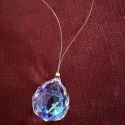 Never Use Sparkly Faceted Crystal Suncatcher Pendant - AB Rainbow Effect