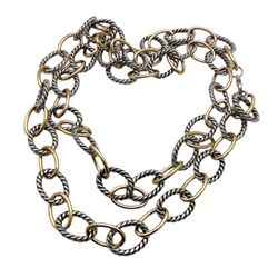 1990s Mixed Metals Chunky Cable Chain Necklace, 36 inch, Opera Length, Grunge Style, Trendy Versatile Jewelry Accessory,