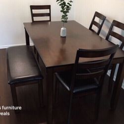 Beautiful! 6-pc Dining Table Set Espresso Finish New 