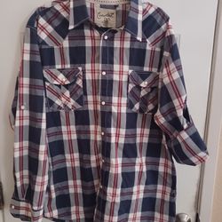 Mens Coastal Plaid Button Long Sleeve
