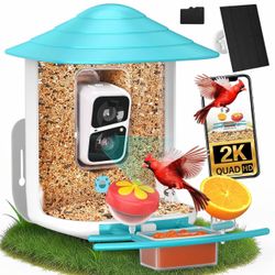 2K Wireless Bird Feeder Camera with Solar Panel & 32GB Card - Open Box