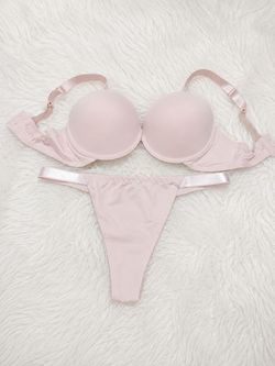 Pink Push-Up Bra and Thong Set