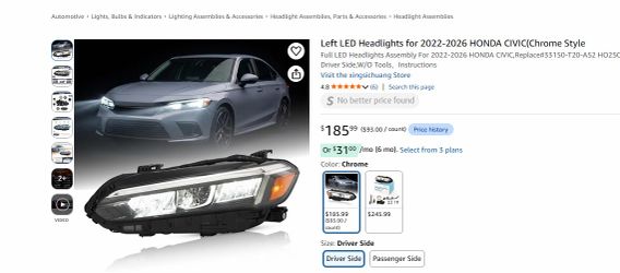 New Left LED Headlights