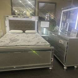 Brand New Champagne Queen Bedroom Set