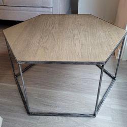 Modern Hexagon Coffee Table – Wood & Metal Frame