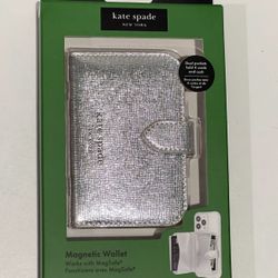 Kate Spade Morgan Magnetic Wallet w/ Magsafe for iPhone 17/16/15/14 - Silver NEW