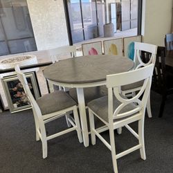 Counter Height Modern Farmhouse Dining Table With 4 Chairs 
