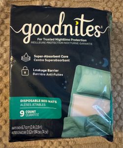 New Goodnites Disposable Bed Pads/Bed Mats for Bedwetting Potty Training, 2.4 x 2.8 ft, 9 Count