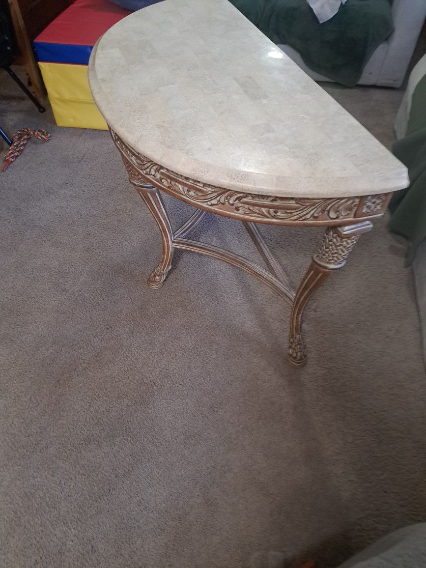 Demilune Table With Marble Top