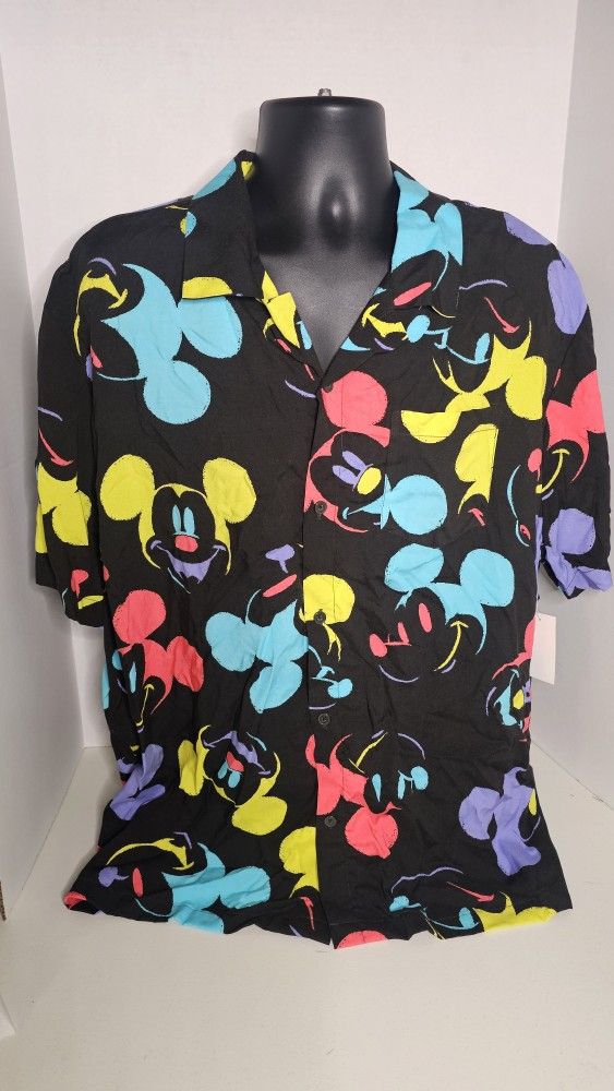 Disney Mickey Mouse Hawaiian Beach Shirts Mens 2XL 