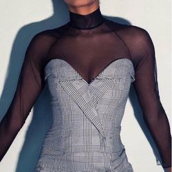 Fleur du Mal Prince of Wales check bustier top size L large