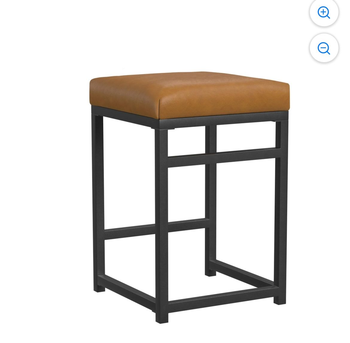 24” Faux Leather Metal Stool