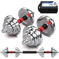 Synergee Compact Adjustable Dumbbells and Barbell Set 20 KG. Adjustable Dumbbells and Barbell for Weight Training. Includes Storage Case.