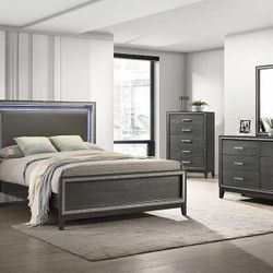 4 PC BEDROOM SET NEW IN BOX (MATTRESS AND CHEST SOLD SEPARATELY)