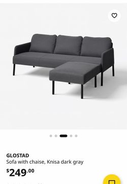 GLOSTAD Sofa with chaise, Knisa dark gray