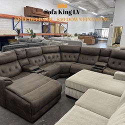 Free Delivery* Like New Chocolate Brown Microfiber Sectional Sofa with Recliners! 