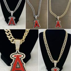 Anaheim ANGELS Iced 20 Or 24"pendant Chain necklace SHIPPING AVAILABLE 
