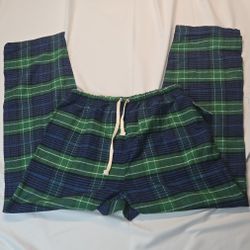 Northern Expedition Limited Mens Flannel Pajama Pants L Green Blue Plaid Rustic