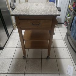 Granite Butcher Block Top Table Great For Microwave 