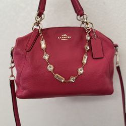 Coach Kelsey Pebble Leather Bag Fuschia Pink A1680-F36675