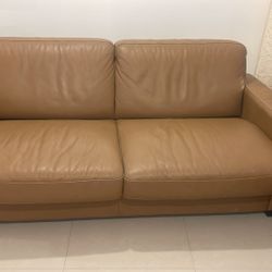 faux leather brown couch pull out bed 