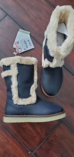 BRAND NEW in box ZARA girls boots, shoes, LEATHER,navy blue size 9