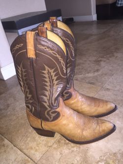 Men's Tony Lama Leather Western Cowboy Boots #6552 size 9.5 D