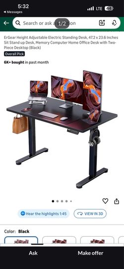 Electric adjustable standing desk