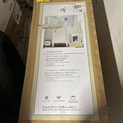 NEW 20” Bathroom Vanity w/ Porcelain Sink Top – White (Elimington) 